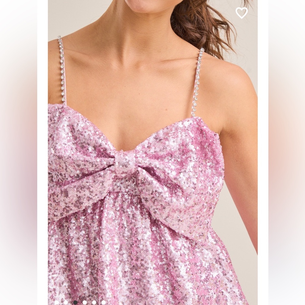 Altar'd State Pink Sequin Mini Dress with Bow - Picture 3 of 10